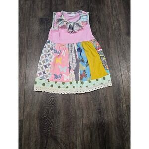 Sassy Ruffles Toddler Girls 2T Patchwork Butterfly Floral Lace Trim Dress Pink